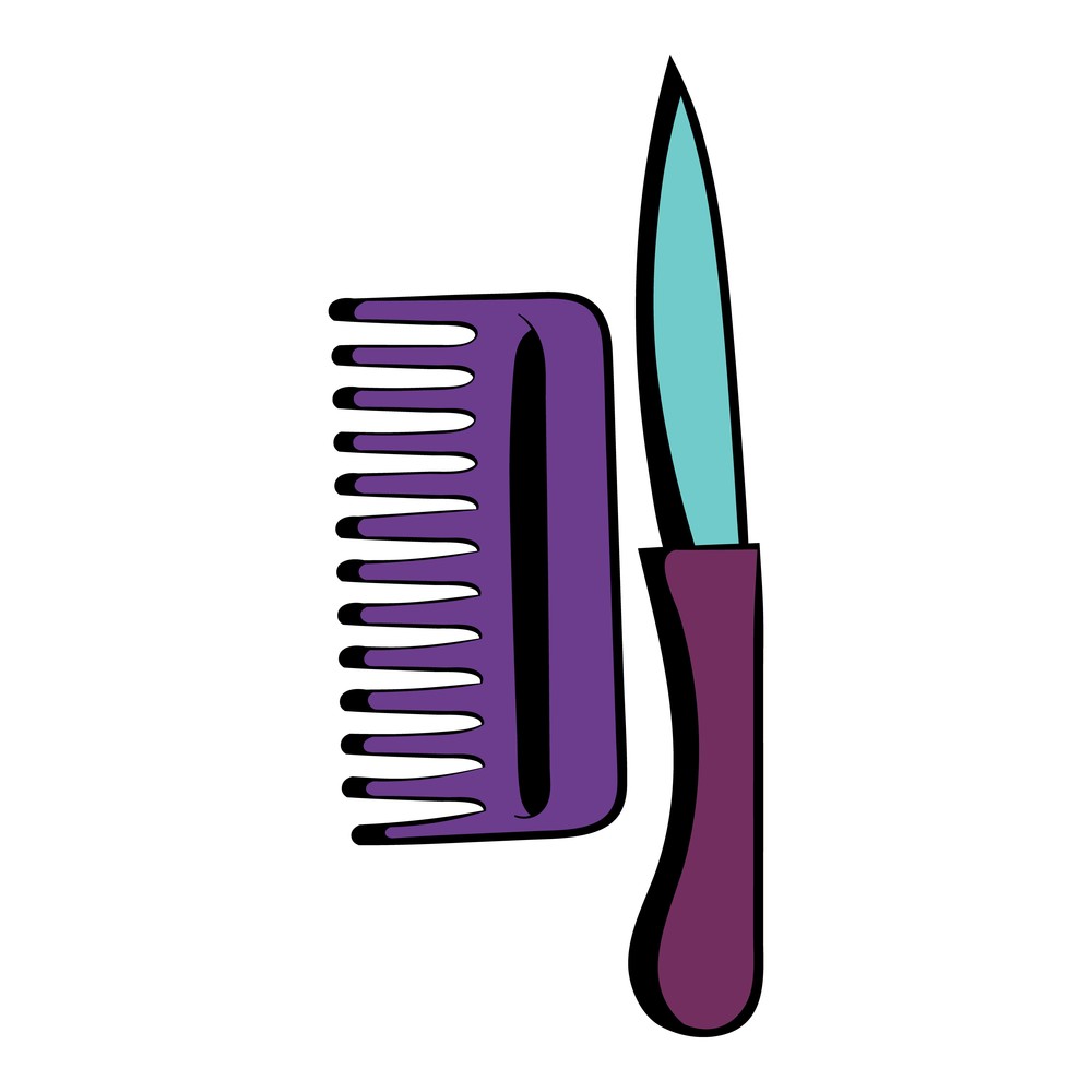 梳子和剃刀图标在卡通风格的孤立矢量图梳子和剃刀图标卡通